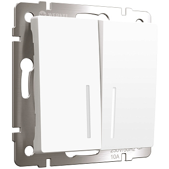 Выключатель двухклавишный с подсветкой (белый матовый) Werkel