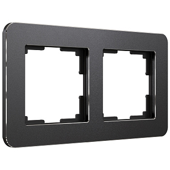 Рамка на 2 поста Platinum черный алюминий Werkel