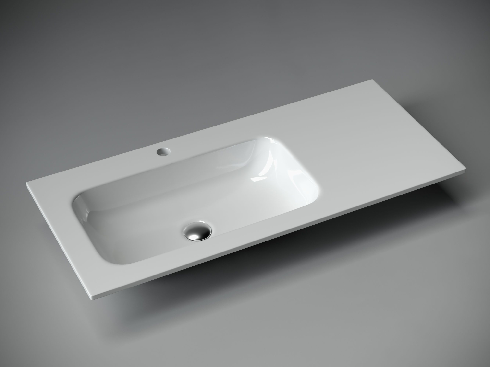 Раковина накладная прямоугольная, чаша слева, с отверстием под смеситель CN7014