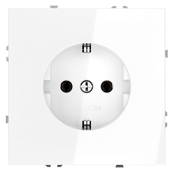 Розетка встраиваемая VOLTUM S70 с заземлением 16А, (белый глянцевый)