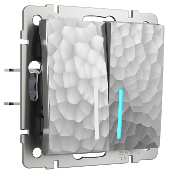 Выключатель двухклавишный с подсветкой (серебряный) Werkel