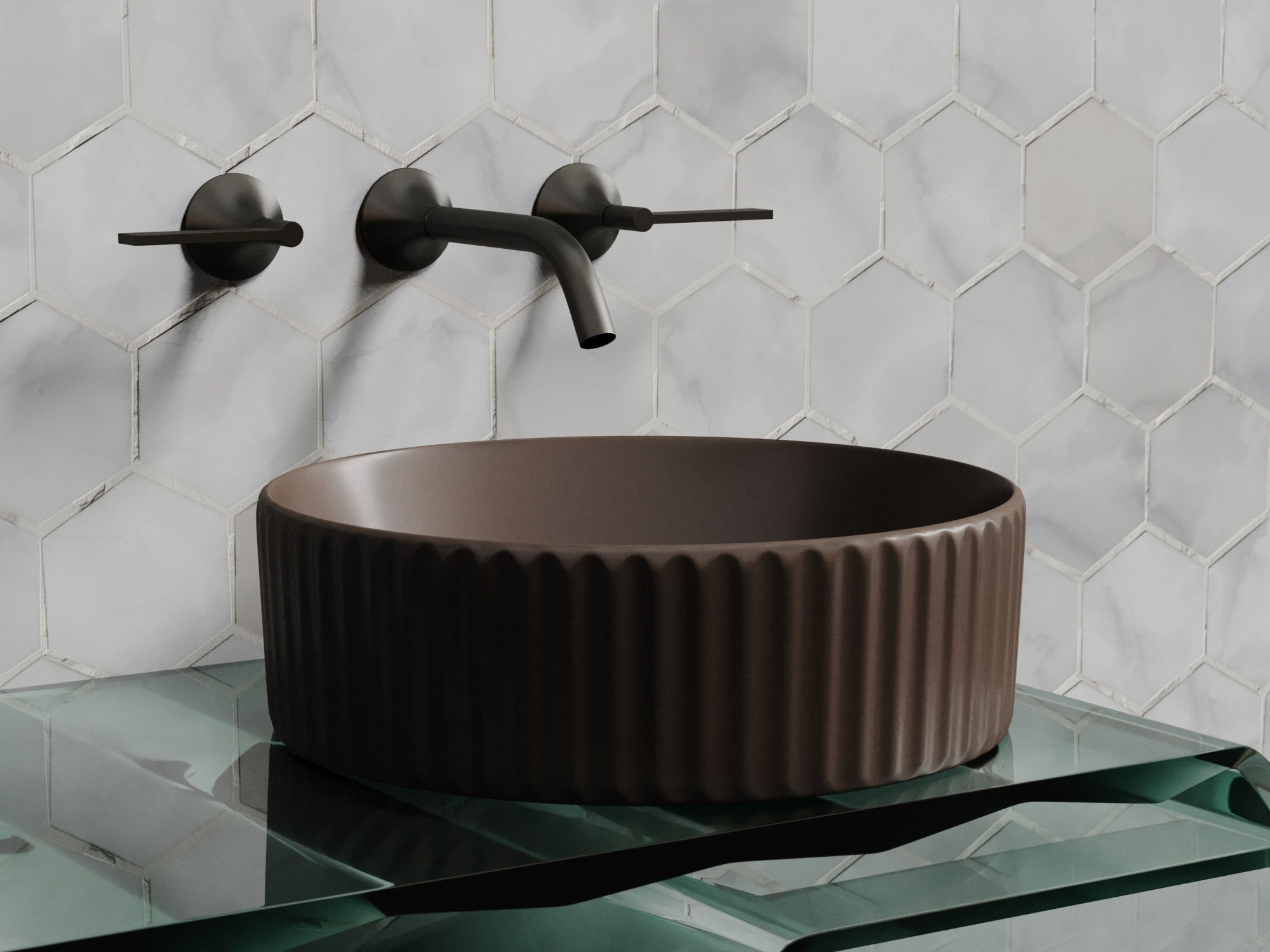 Умывальник чаша накладная круглая CN6057MDB