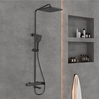 Душевая стойка Vincea Cube VSFS-1C1MB настенная цвет черный