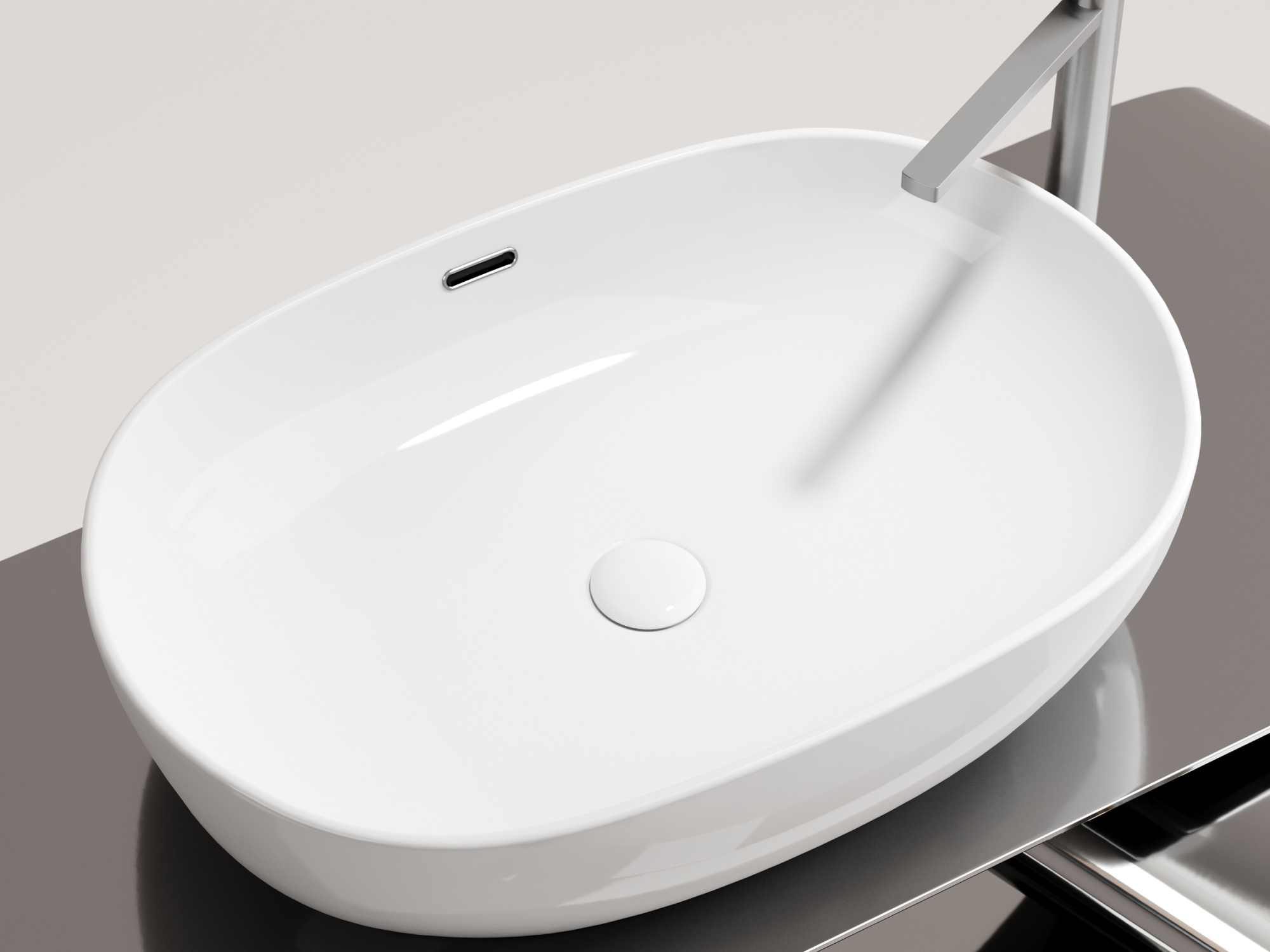 Умывальник чаша накладная овальная со сливом переливом CN6064