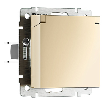 Розетка влагозащ. с зазем. с защит. крышкой и шторками N (шампань) Werkel