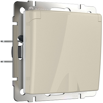 Розетка влагозащ. с зазем. с защит. крышкой и шторками (слоновая кость) Werkel