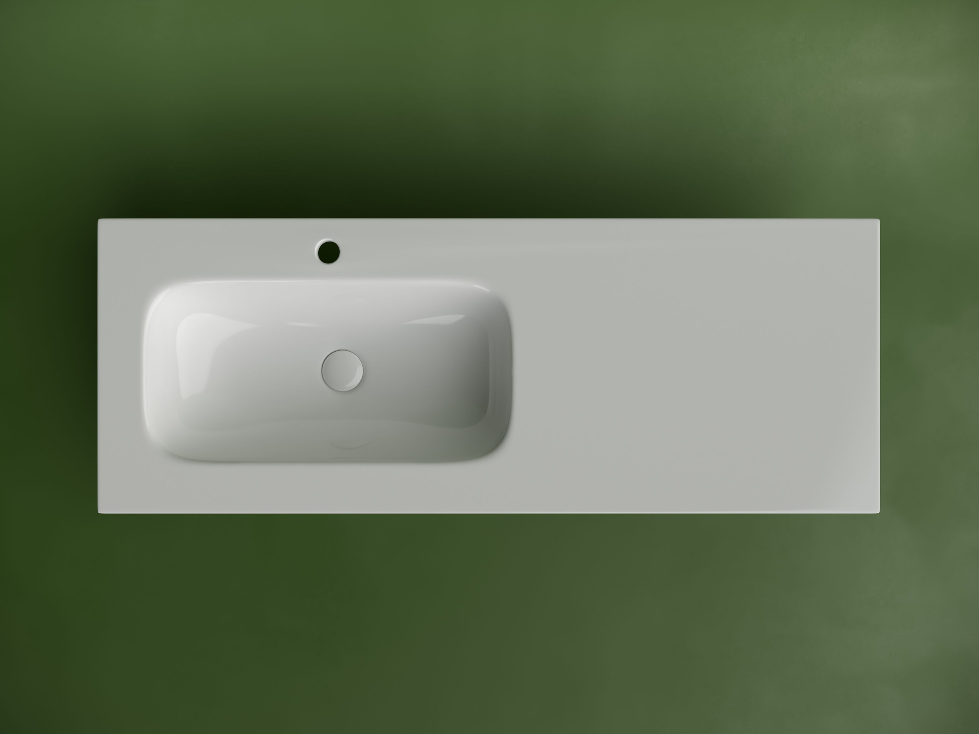 Раковина накладная мебельная прямоугольная с чашей слева и отверстием под смеситель CN7020