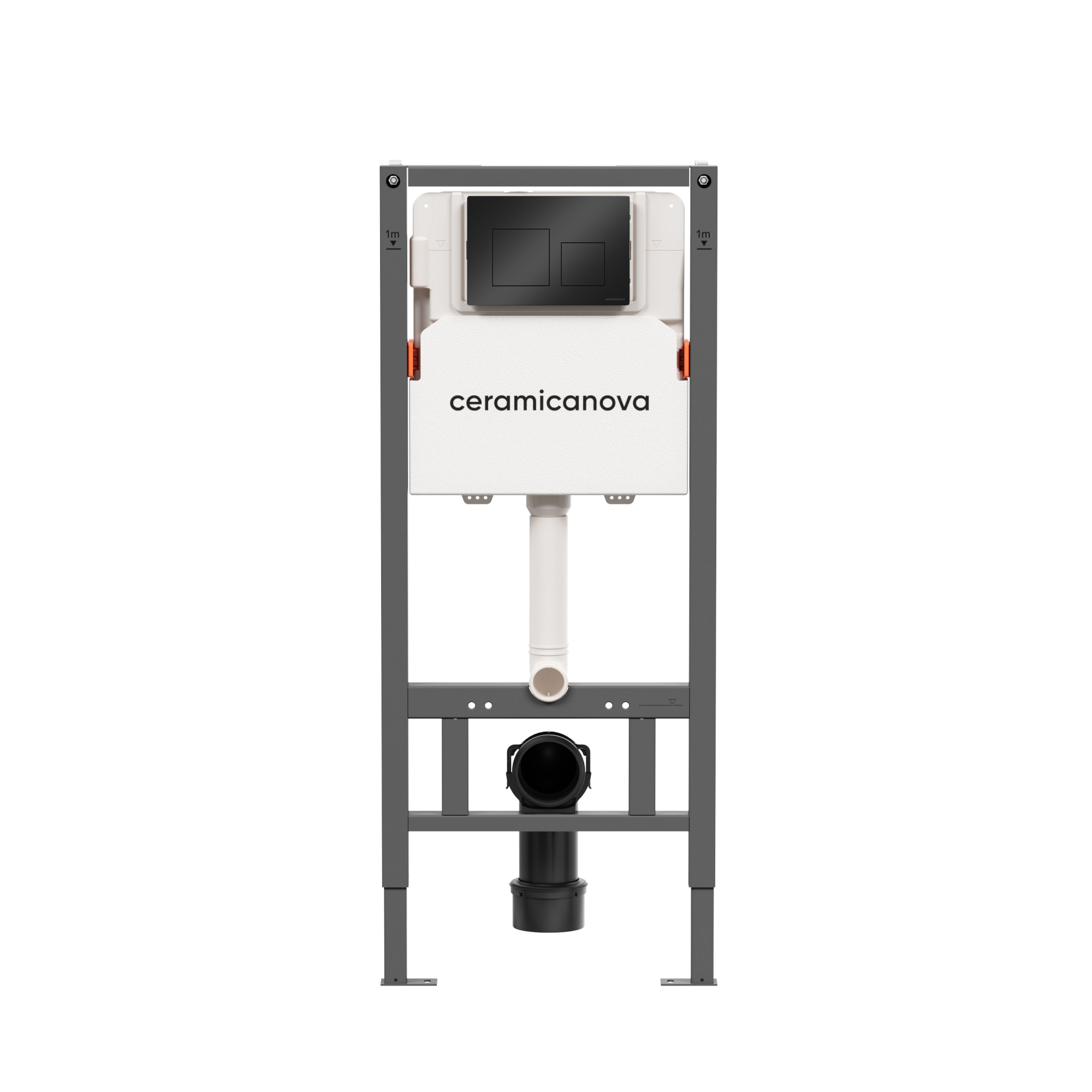 Система инсталляции для унитазов CERAMICANOVA Balance с кнопкой смыва Square, цвет черный матовый, с креплениями, арт. CN121002MB
