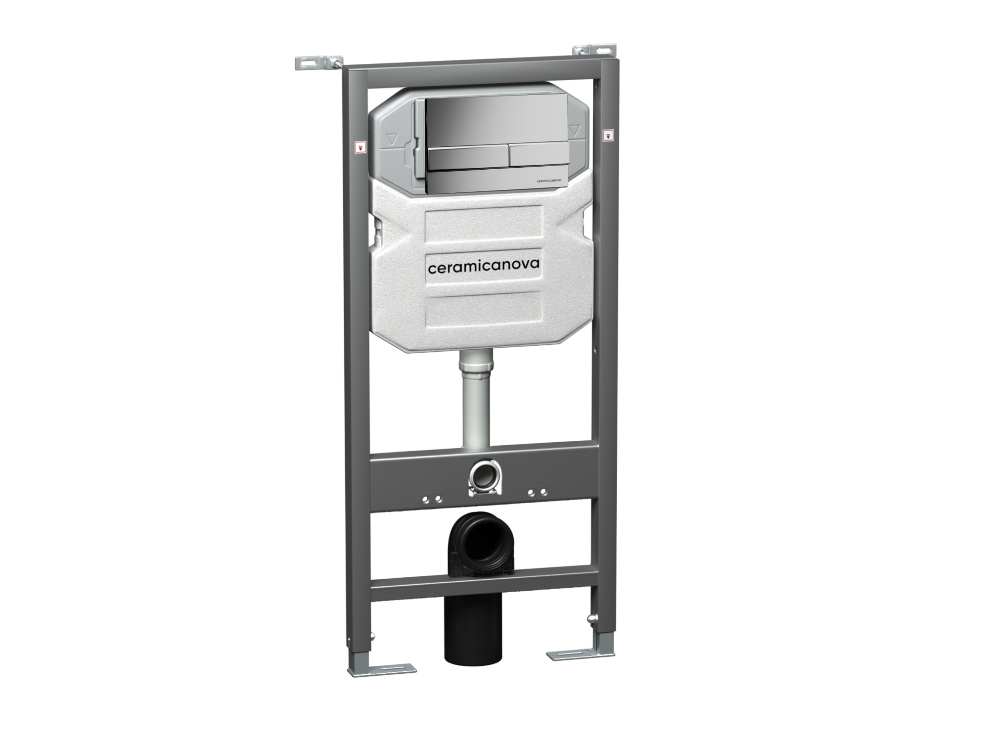 Система инсталляции для унитазов CERAMICANOVA Envision с кнопкой смыва Flat цвет хром матовый, креплениями CN1002M