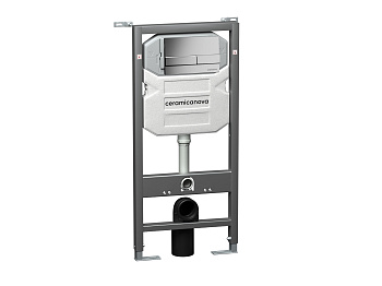 Система инсталляции для унитазов CERAMICANOVA Envision с кнопкой смыва Flat цвет хром матовый, креплениями CN1002M