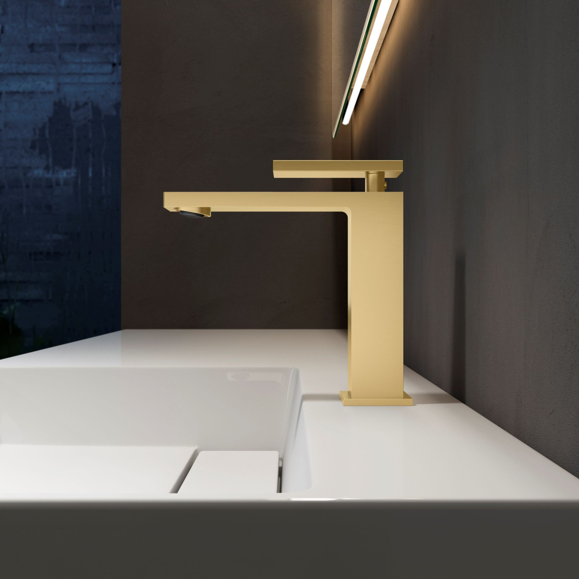 Смеситель Vincea Rim VBF-2DS1BG на раковину брашированное золото