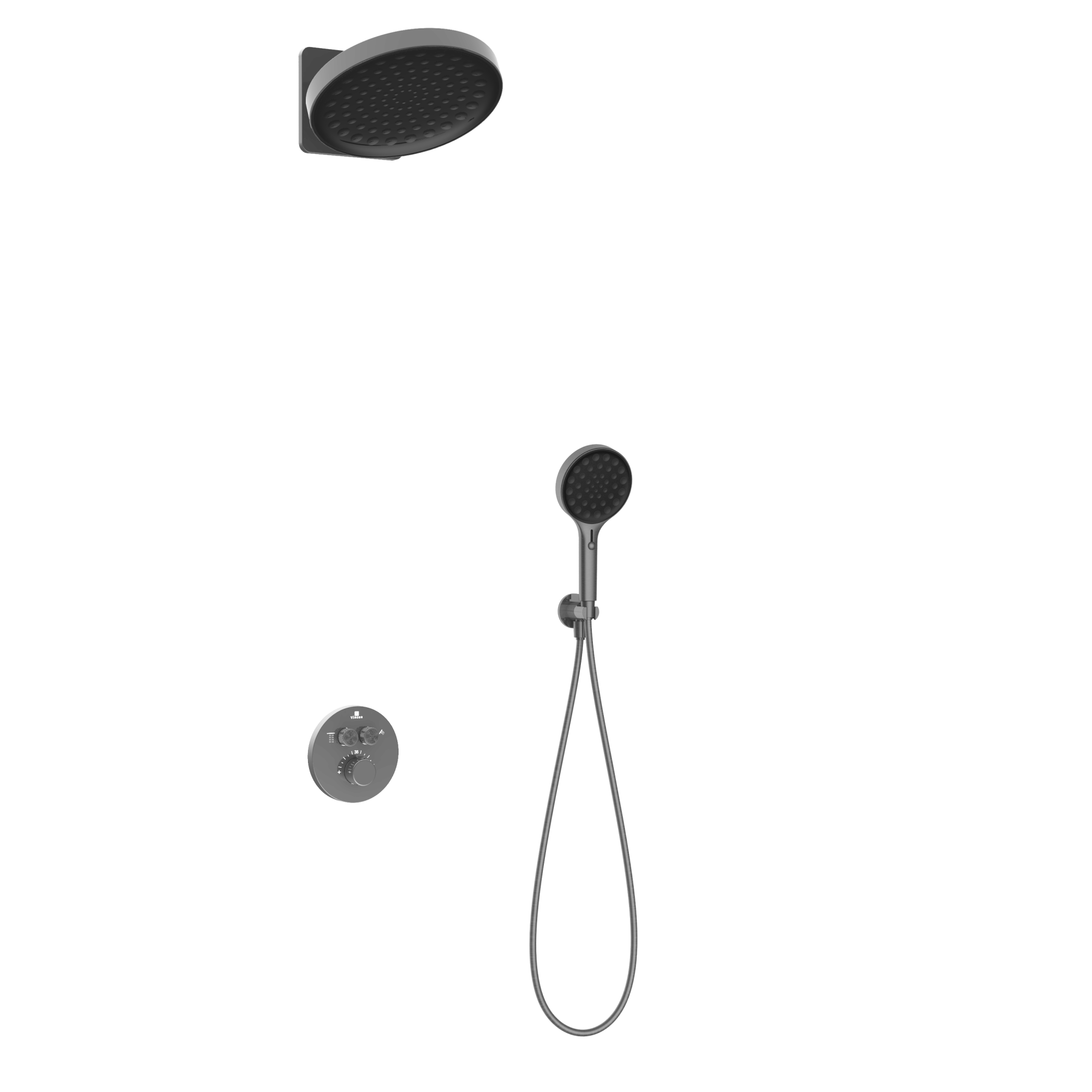 Душевая система Vincea Inspire VSFW-3I22MT3GM встраиваемая в стену цвет вороненая сталь