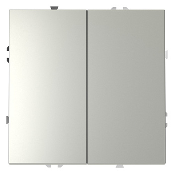 Выключатель с самовозвратом встраиваемый VOLTUM S70 двухклавишный 10А, (сталь)