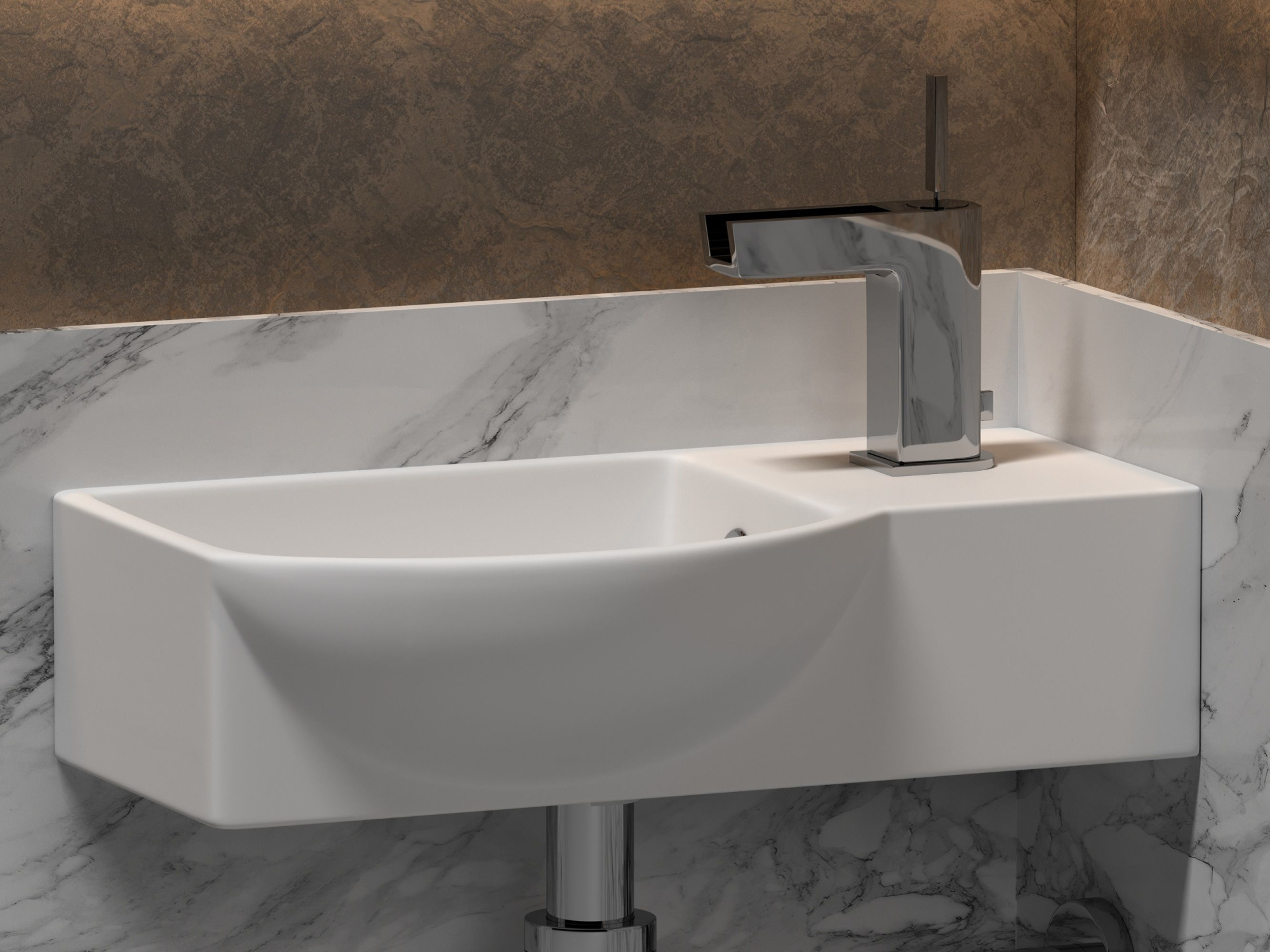 Умывальник подвесной прямоугольный с крепежом CN6039L