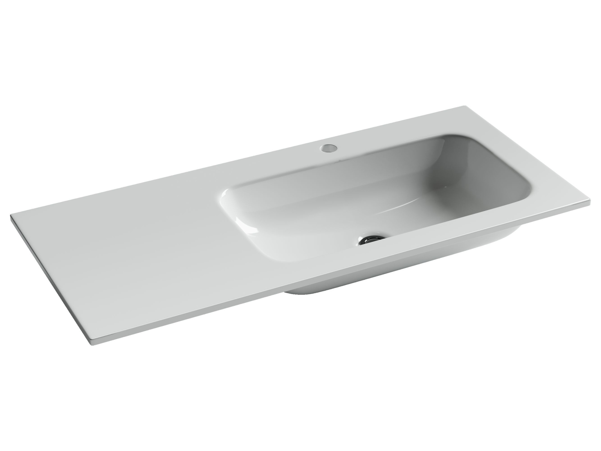 Раковина накладная прямоугольная, чаша справа, с отверстием под смеситель CN7015