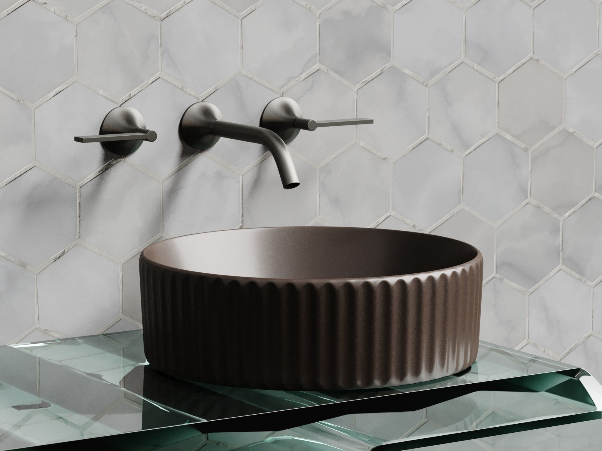 Умывальник чаша накладная круглая CN6057MDB