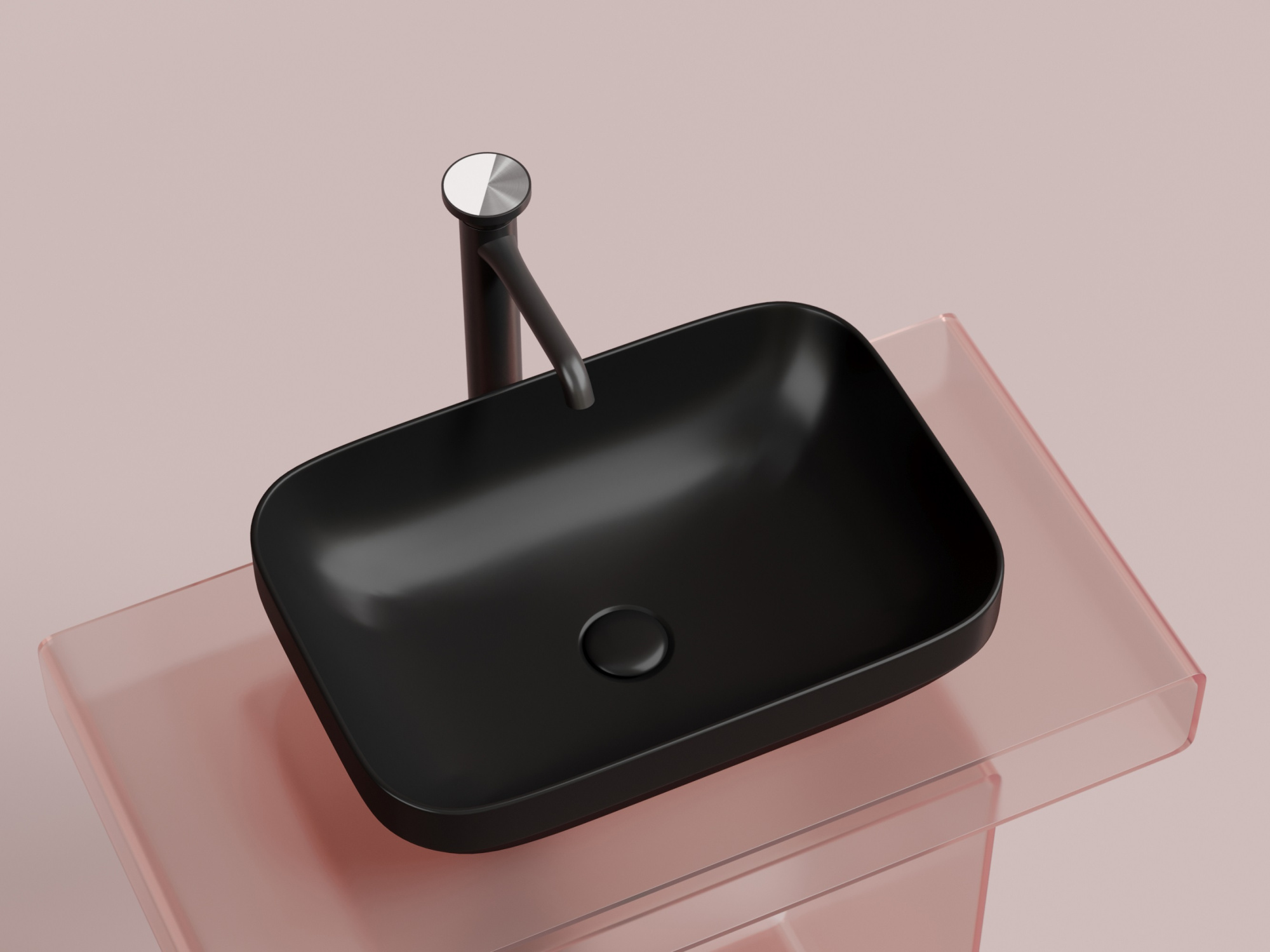 Умывальник чаша накладная прямоугольная CN6055MB