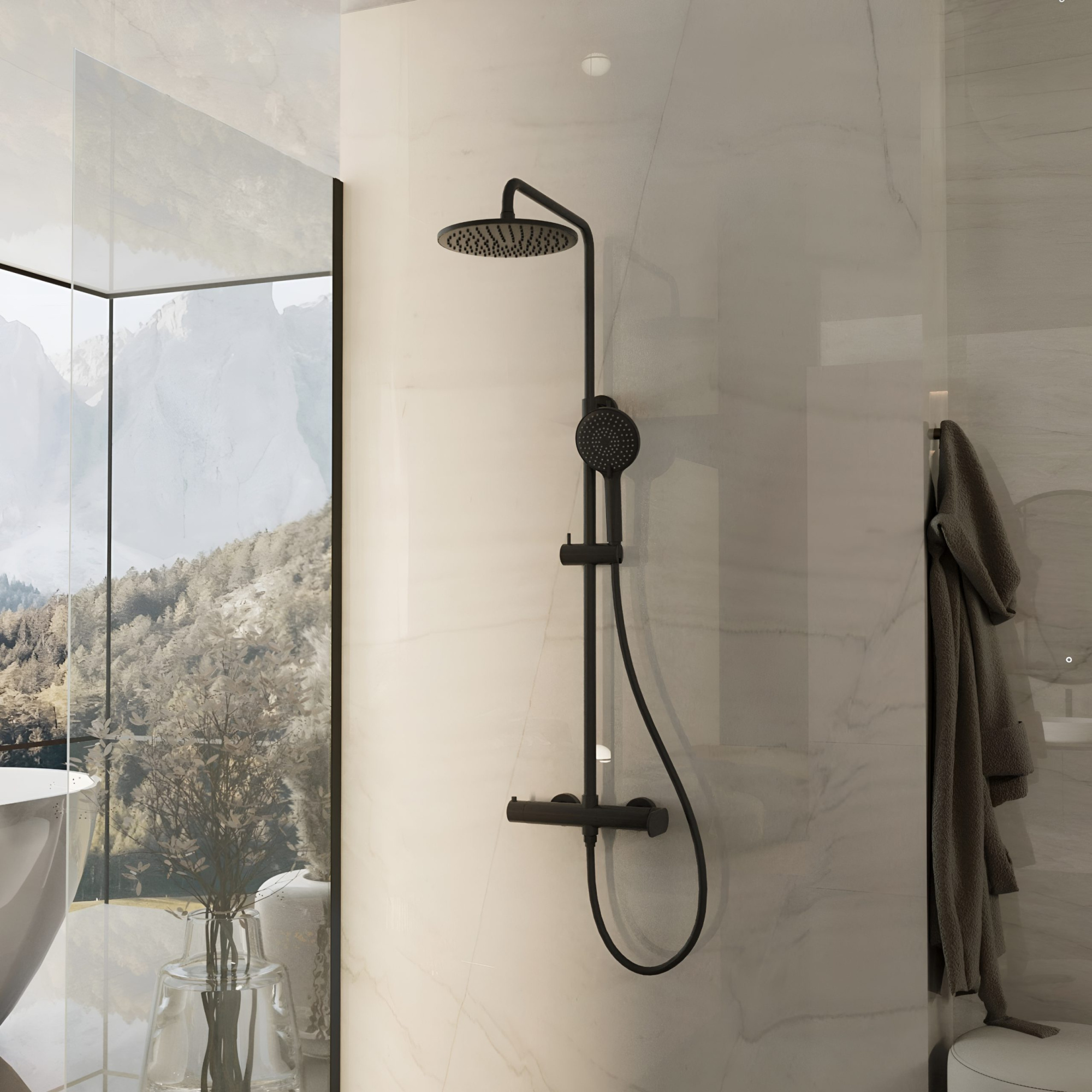 Душевая стойка Vincea Rondo VSFS-1R0MB настенная цвет черный