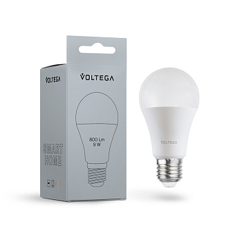 Лампа светодиодная диммируемая Voltega E27 5W 2700К матовая VG-A60E27cct-WIFI-9W