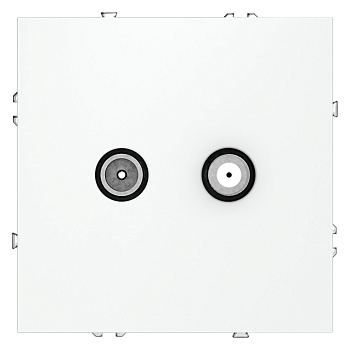 Розетка телевизионная встраиваемая VOLTUM S70 оконечная TV+SAT, (белый матовый)