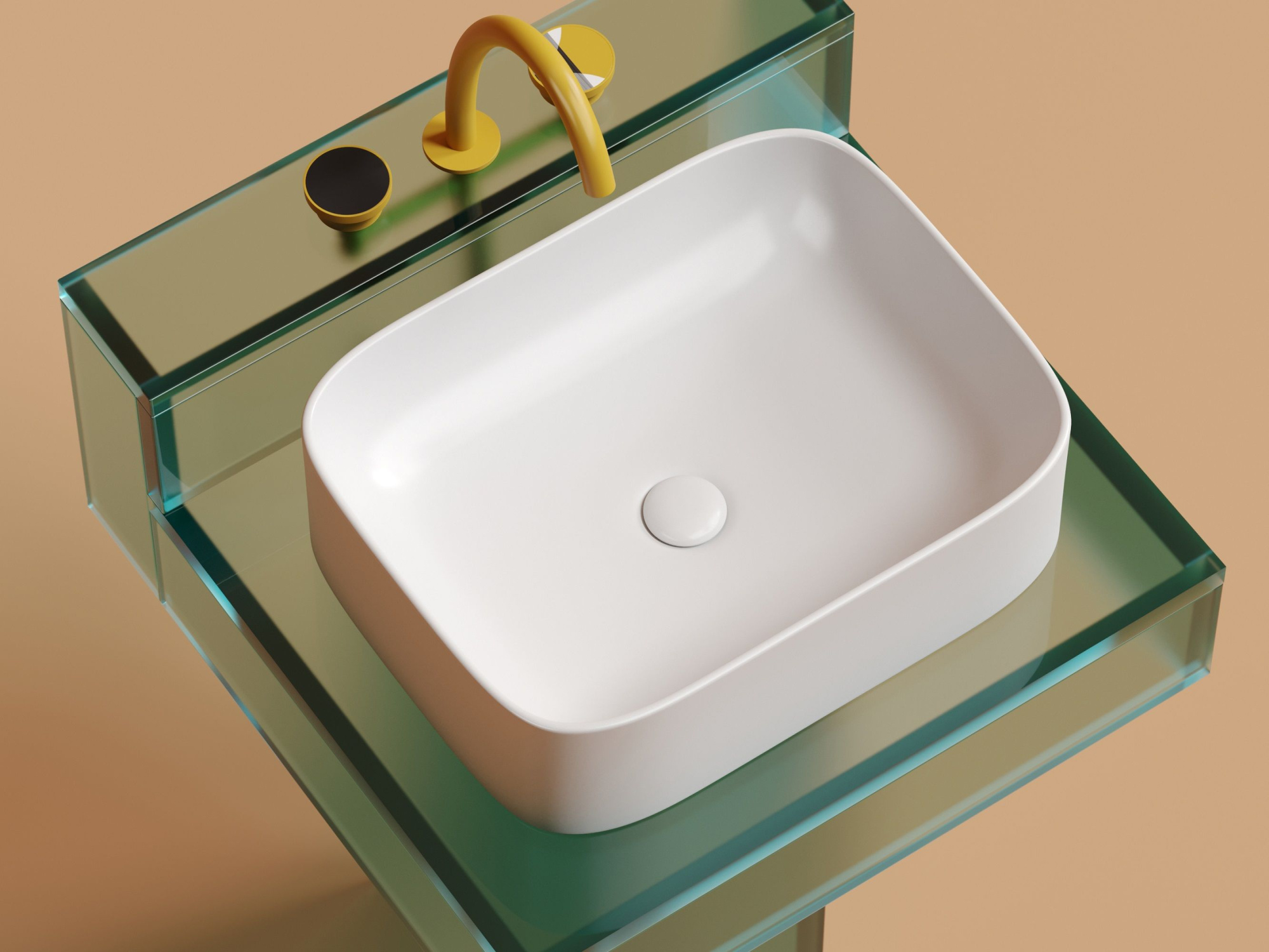 Умывальник чаша накладная прямоугольная CN6052MW