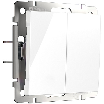 Выключатель двухклавишный с самовозвратом (белый глянцевый) Werkel