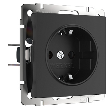 Розетка с заземлением (черный матовый) Werkel
