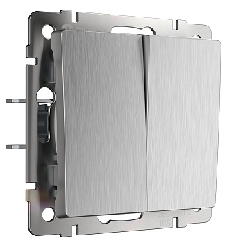 Выключатель двухклавишный проходной (cеребряный рифленый) Werkel