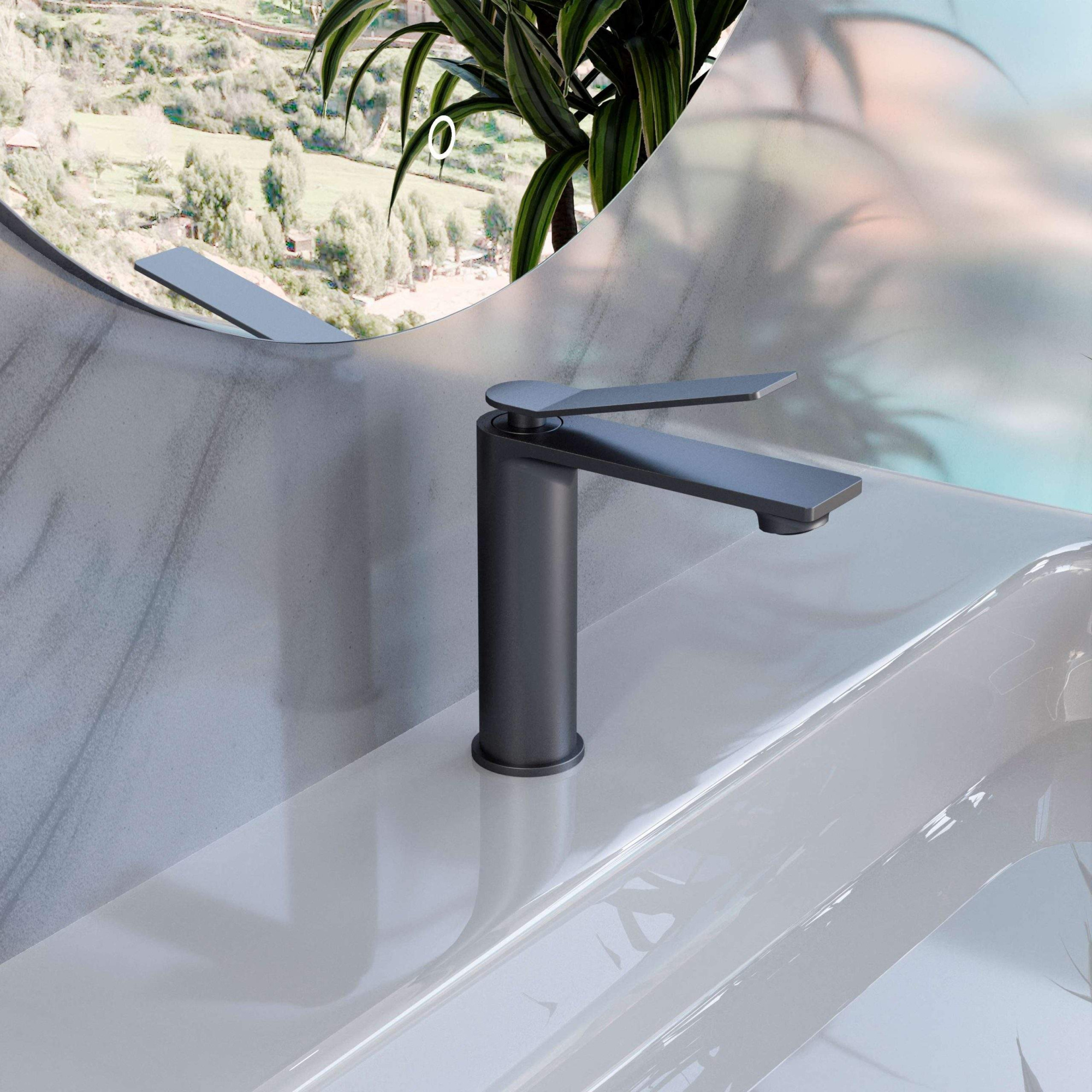 Смеситель Vincea Verse VBF-2VE1GM на раковину вороненая сталь