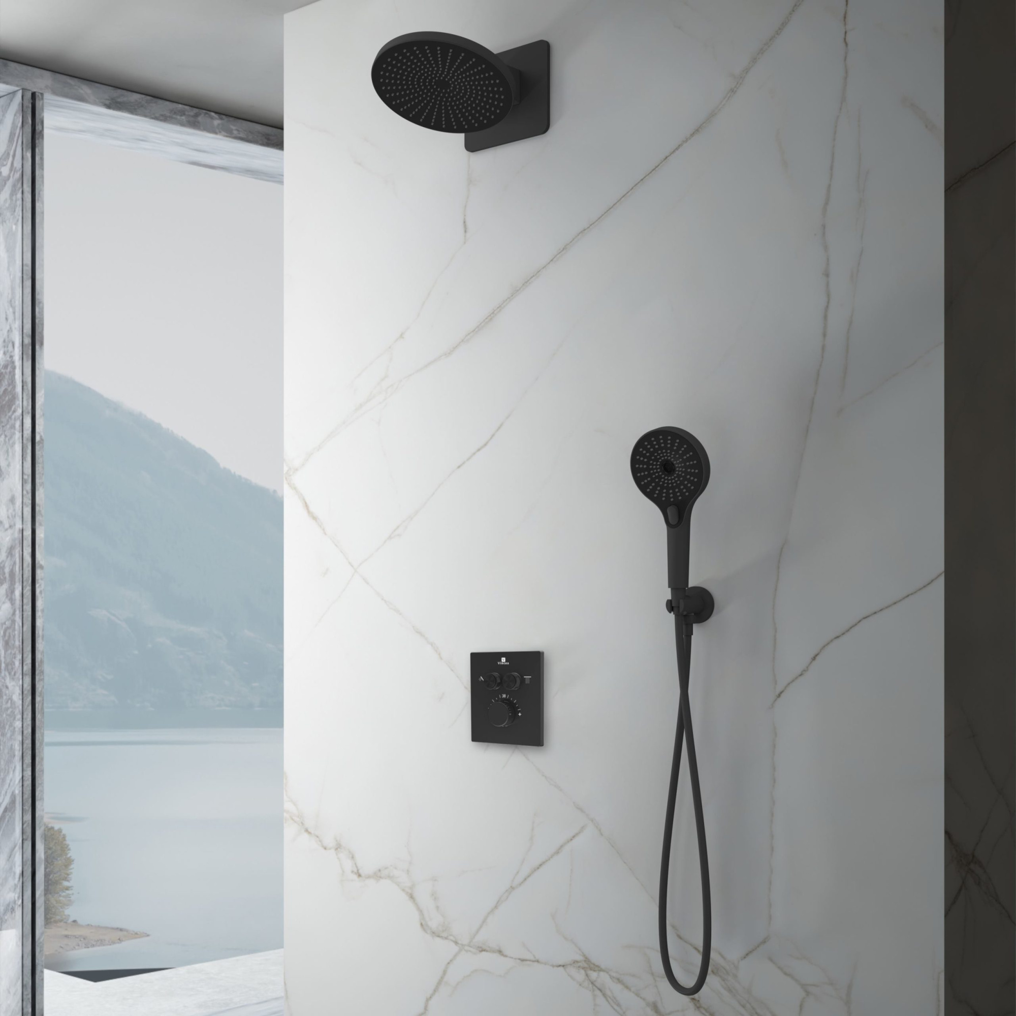 Душевая система Vincea Inspire VSFW-3I21MT5MB встраиваемая в стену цвет черный матовый