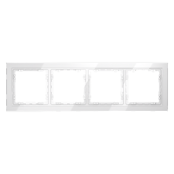 Рамка стеклянная VOLTUM S70 на 4 поста, (белый, стекло)