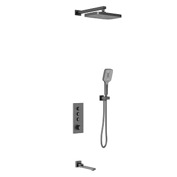 Душевая система Vincea VSFW-433T1GM встраиваемая в стену цвет вороненая сталь
