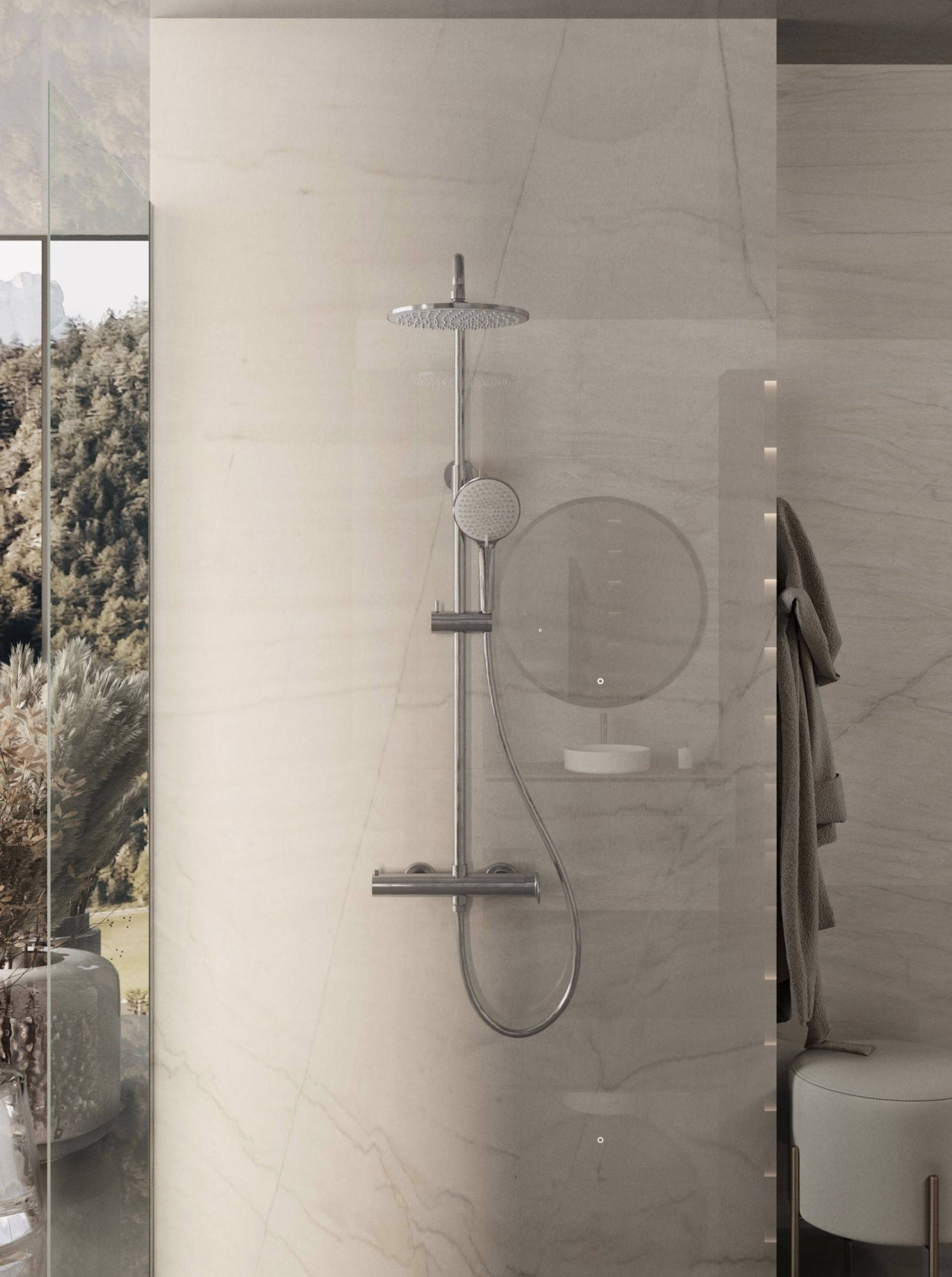 Душевая стойка Vincea Rondo VSFS-1R0CH настенная цвет хром