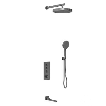 Душевая система Vincea VSFW-433TI2GM встраиваемая в стену цвет вороненая сталь