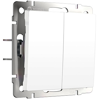 Выключатель двухклавишный с самовозвратом (белый матовый) Werkel