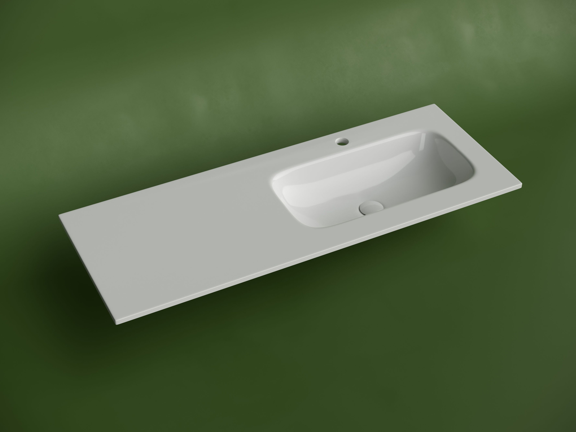 Раковина накладная мебельная прямоугольная с чашей справа и отверстием под смеситель CN7021