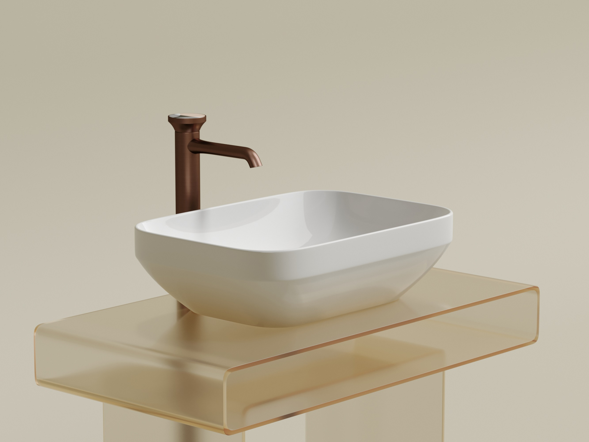 Умывальник чаша накладная прямоугольная CN6055