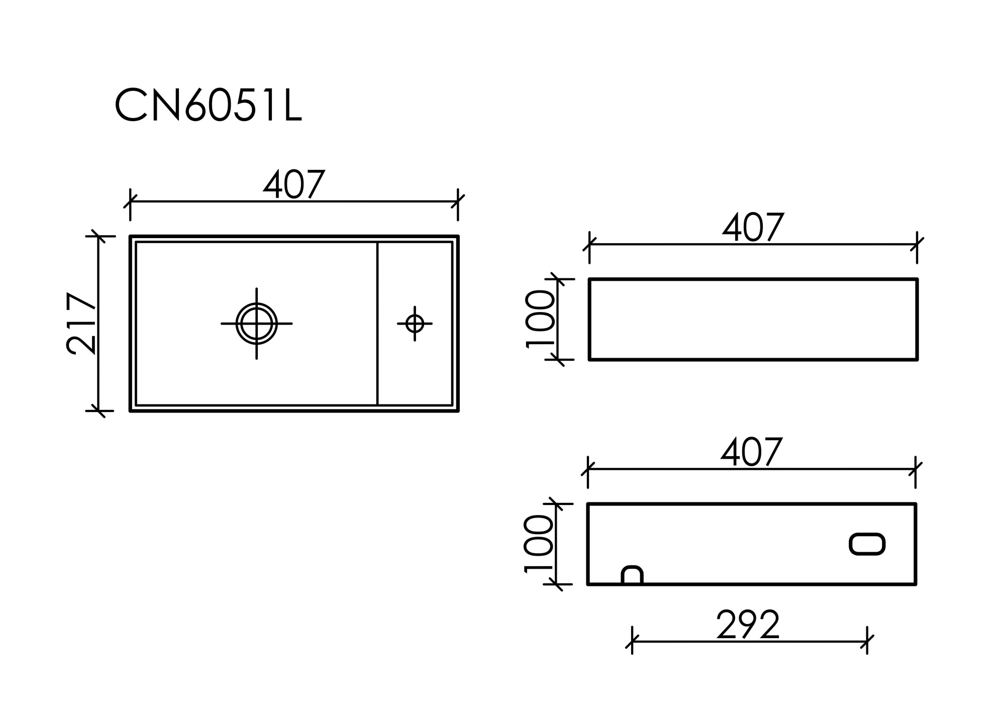 Умывальник подвесной прямоугольный CN6051LMH