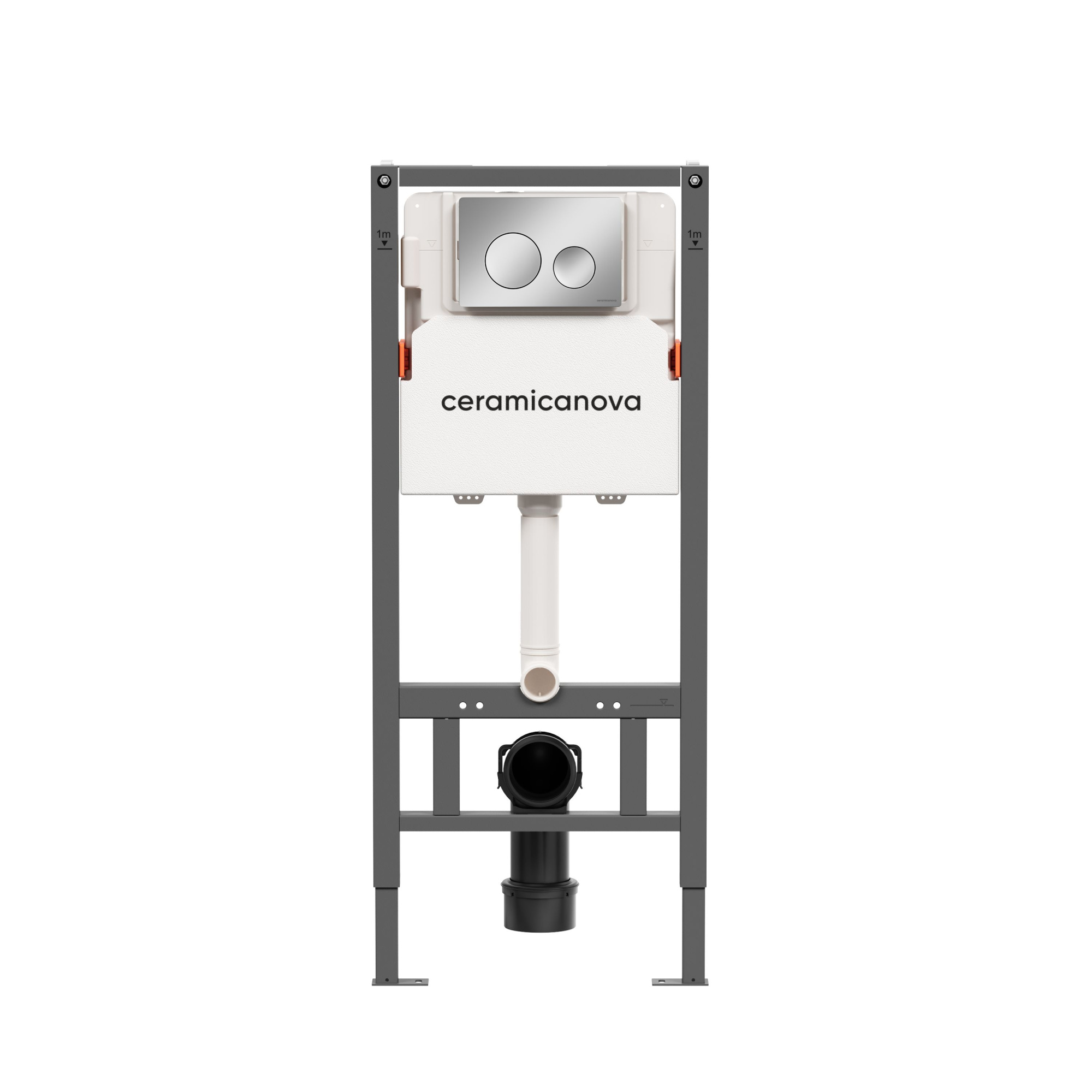 Система инсталляции для унитазов CERAMICANOVA Balance с кнопкой смыва Circle, цвет хром глянцевый, с креплениями, арт. CN121001CH