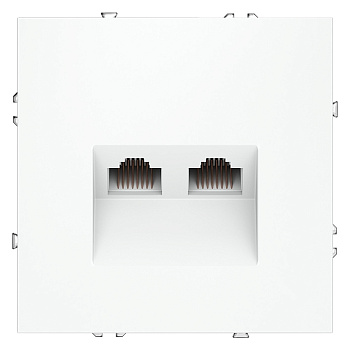 Розетка компьютерная встраиваемая VOLTUM S70 двойная RJ45+RJ45 кат.6, (белый матовый)