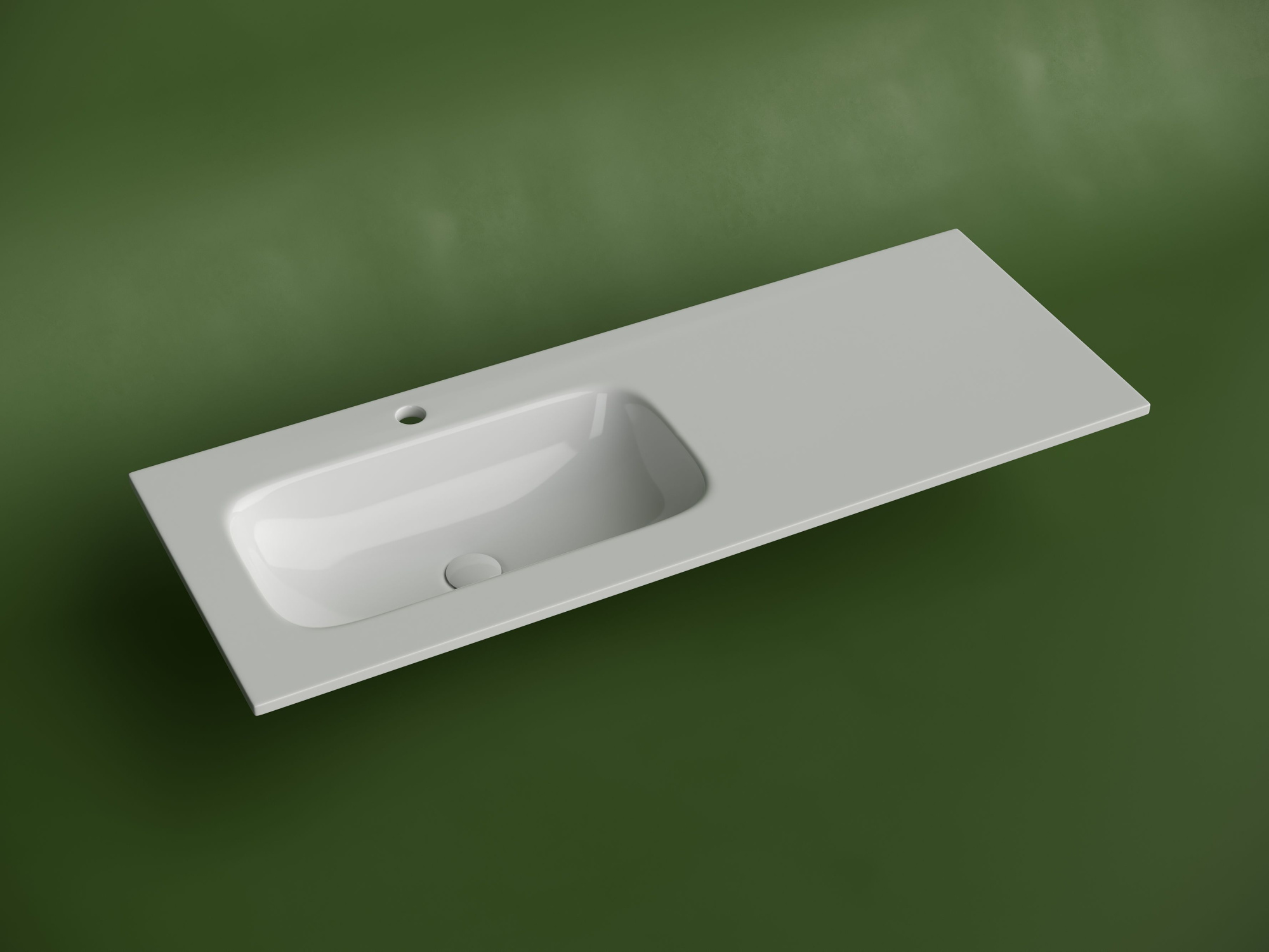 Раковина накладная мебельная прямоугольная с чашей слева и отверстием под смеситель CN7020