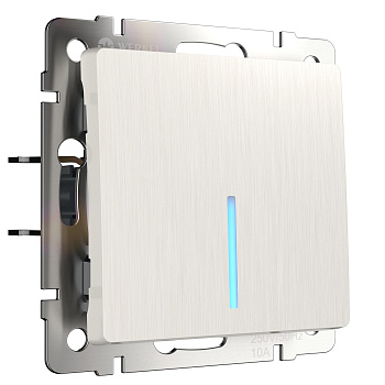 Выключатель одноклавишный проходной с подсветкой (перламутровый рифленый) Werkel
