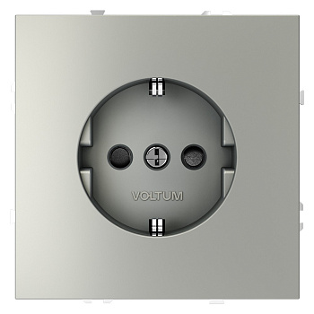 Розетка встраиваемая VOLTUM S70 с заземлением и защитными шторками, 16А, (сталь)