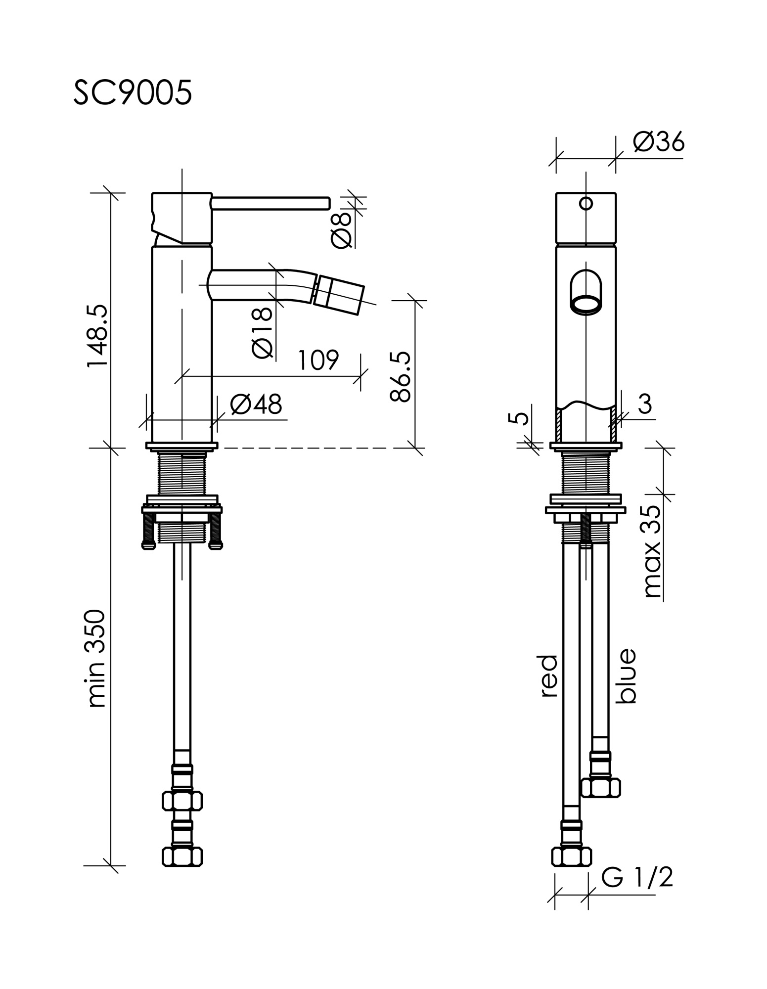 Смеситель для биде Etna, хром SC9005CH