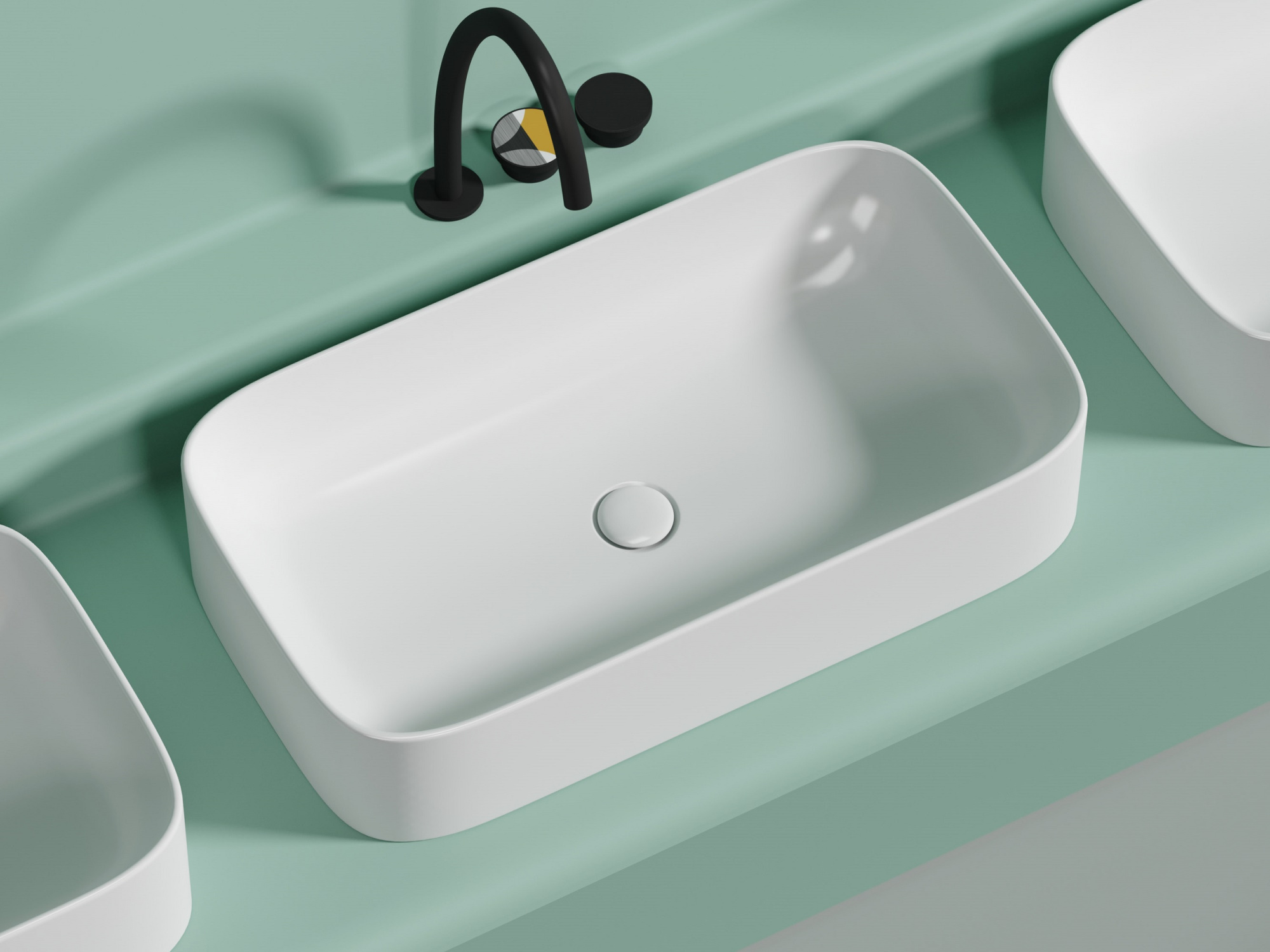 Умывальник чаша накладная прямоугольная CN6054MW