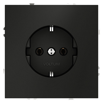 Розетка встраиваемая VOLTUM S70 с заземлением 16А, (черный матовый)
