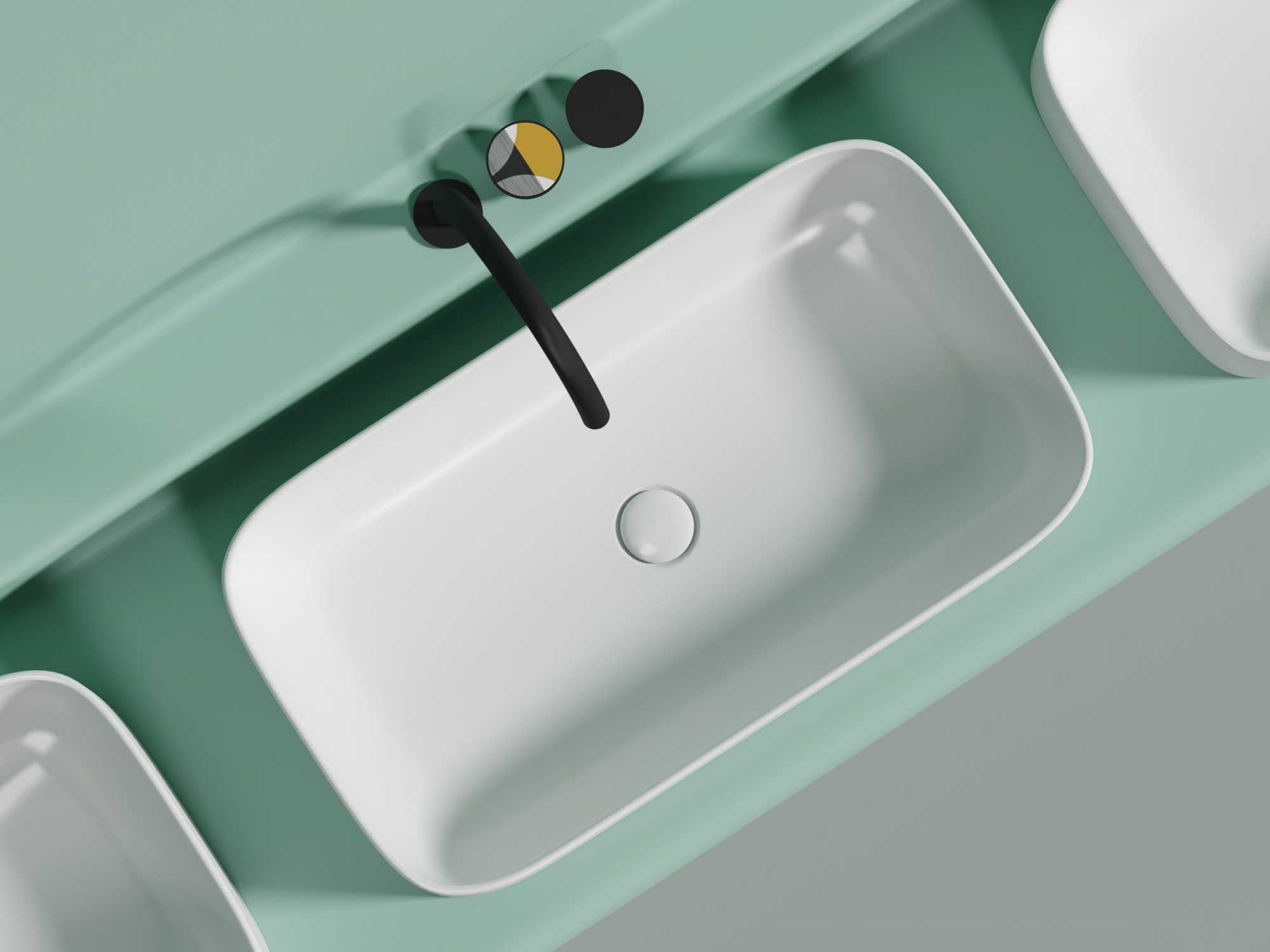 Умывальник чаша накладная прямоугольная CN6054MW