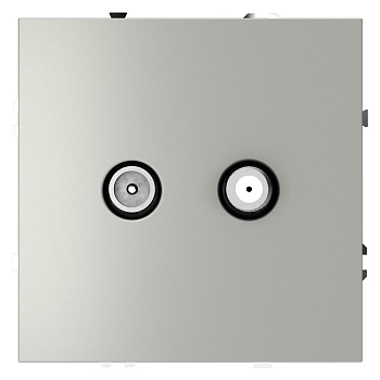 Розетка телевизионная встраиваемая VOLTUM S70 оконечная TV+SAT, (сталь)