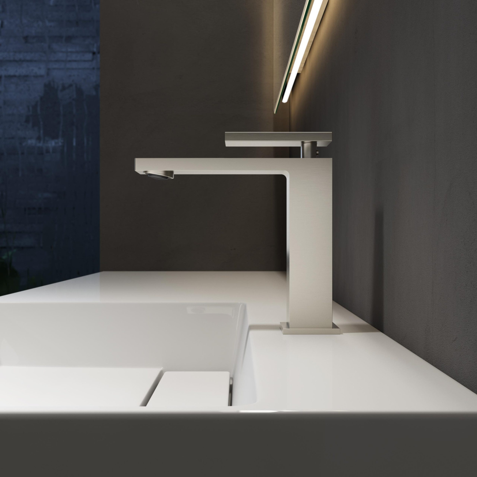 Смеситель Vincea Rim VBF-2DS1BN на раковину сатин (брашированный никель)