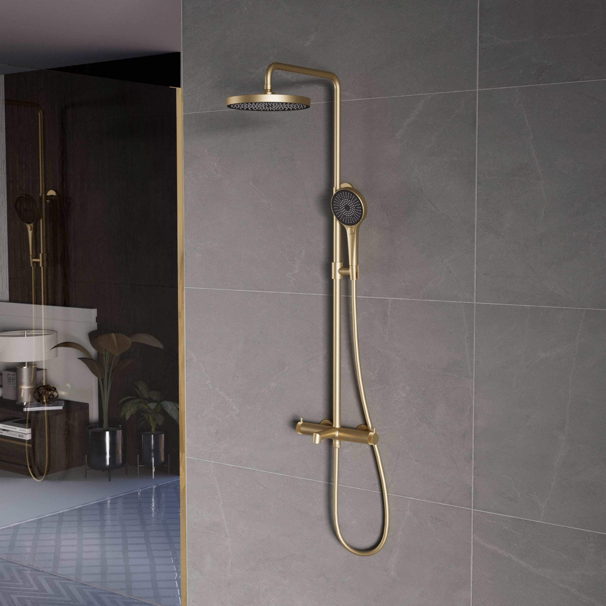 Душевая стойка Vincea Rim VSFS-2RM1BG настенная цвет брашированное золото
